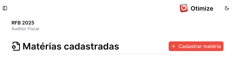 Imagem do botão de adição de matéria do Otimize