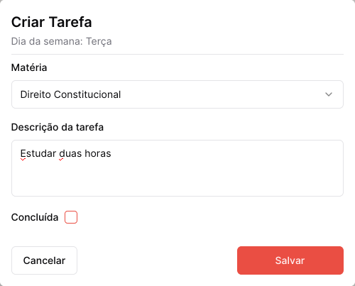 Formulário de tarefa da trilha semanal