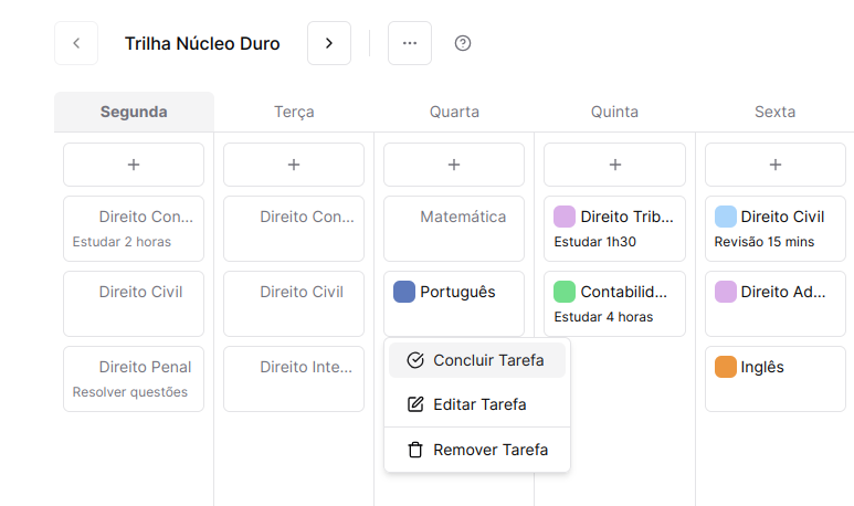 Marca tarefa concluída na trilha