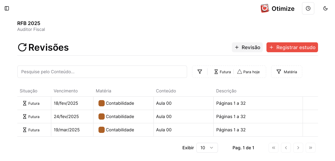 Revisões programadas de Contabilidade